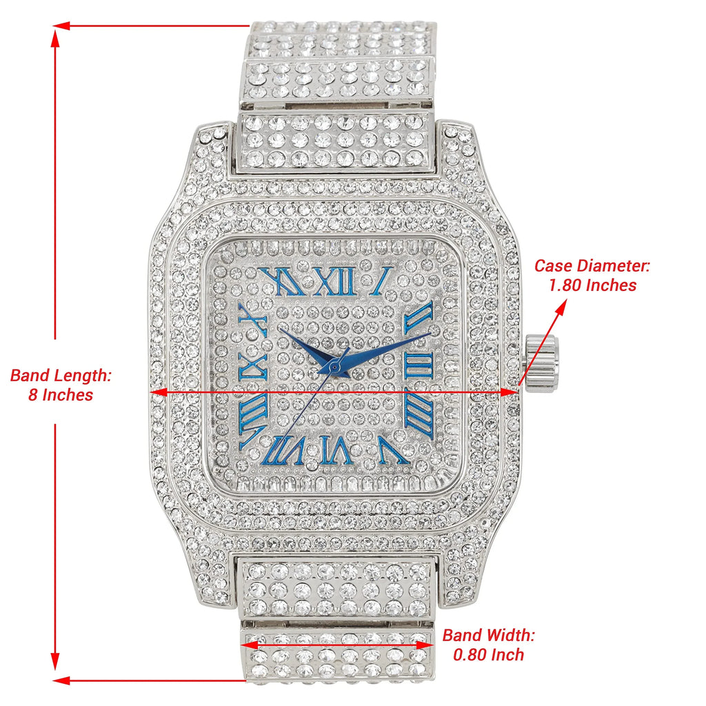 Square Hip a R# Way Iced Biggie in Watch Blue Hop Out Flashy - Gold Cuban) You 0513Sq Will Bling-ed image Hypnotize product (Silver