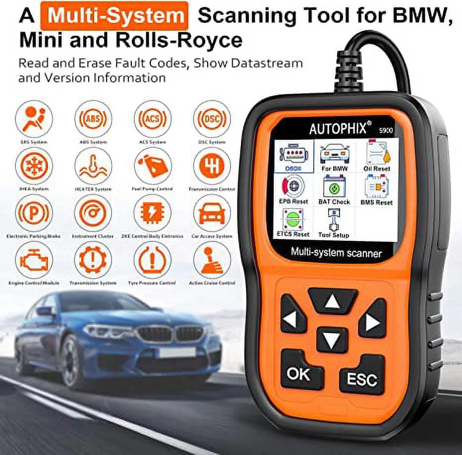 Diagnostic Registration Reader Car OBD2 Tool Roll-Royce Oil SAS Fits Car Scanner Tool Scanner Code Scan BMW for Autophix 5900 Battery MINI Reset for Automotive Systems EPB BMW Tool All
