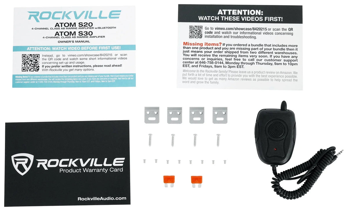Meter+Mic For Bluetooth Channel 4 Amplifier ATV/UTV w/Volt ATOM Rockville S20
