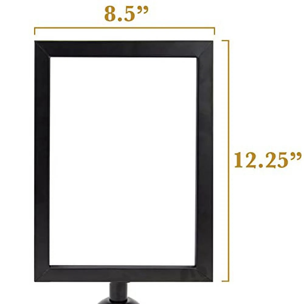 2" Belt Sign Pudgy Supplies Retractable Portrait Stanchions Party 11" x Diameter 8.5" Holder Pedro's Frame Metal Double-Sided Stanchion Black for - by
