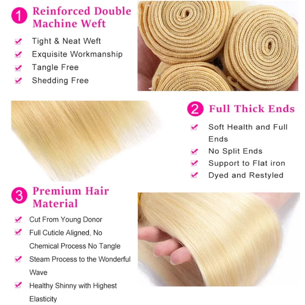 Human Unprocessed Inch Brazilian Virgin 100 Blonde 22 gram/pc Extension Hair Bundles Honey Human 8A 613 Hair 22 613 22 Bundles Straight Grade