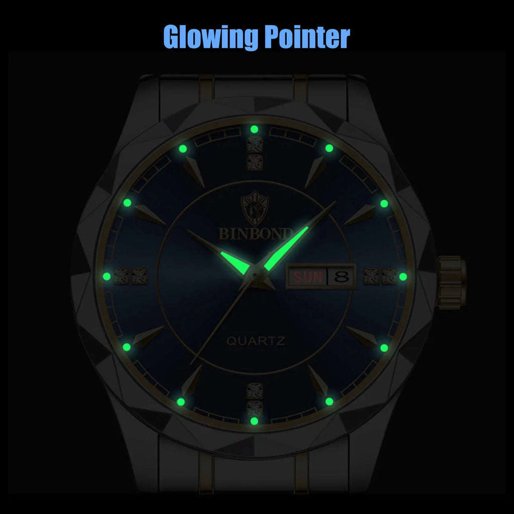 Luminous Waterproof Stainless Quartz Classic Steel Men's Watch Luxury Business