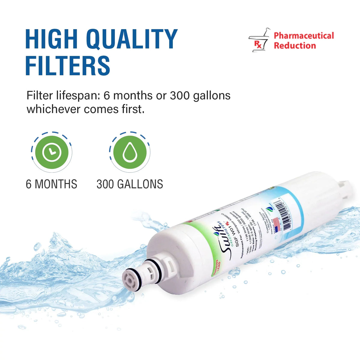 SGF-W01 Filters Whirlpool Water Pack) Replacement RX (3 Swift Filter Green EDR5RXD1 Refrigerator 4396508