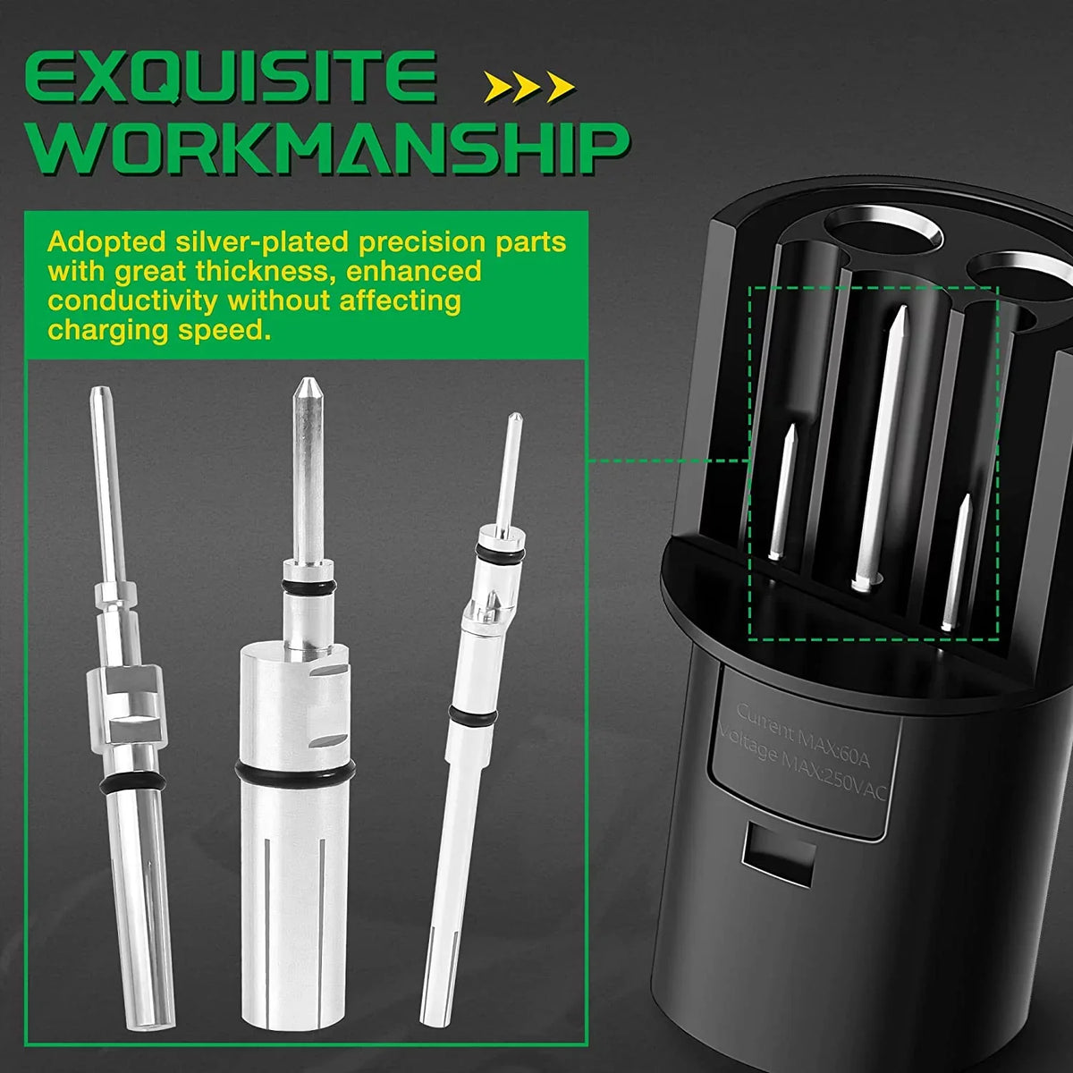 Chargers AC Campmoy J1772 - 250V Adapter, Vehicle to (EV) Compatible SAE (Black) 60A Electric Tesla & with J1772