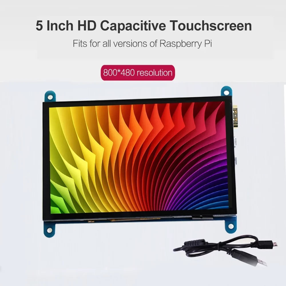 Pi Tool Capacitive Resolution Interface Portable 800*480 Display Inch with Monitor USB Andoer HD Small HD 5 Raspberry Touchscreen with Compatible