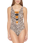 Animal-Print Strappy Plunge One-Piece Women's Swimsuit Women's Swimsuit Dkny