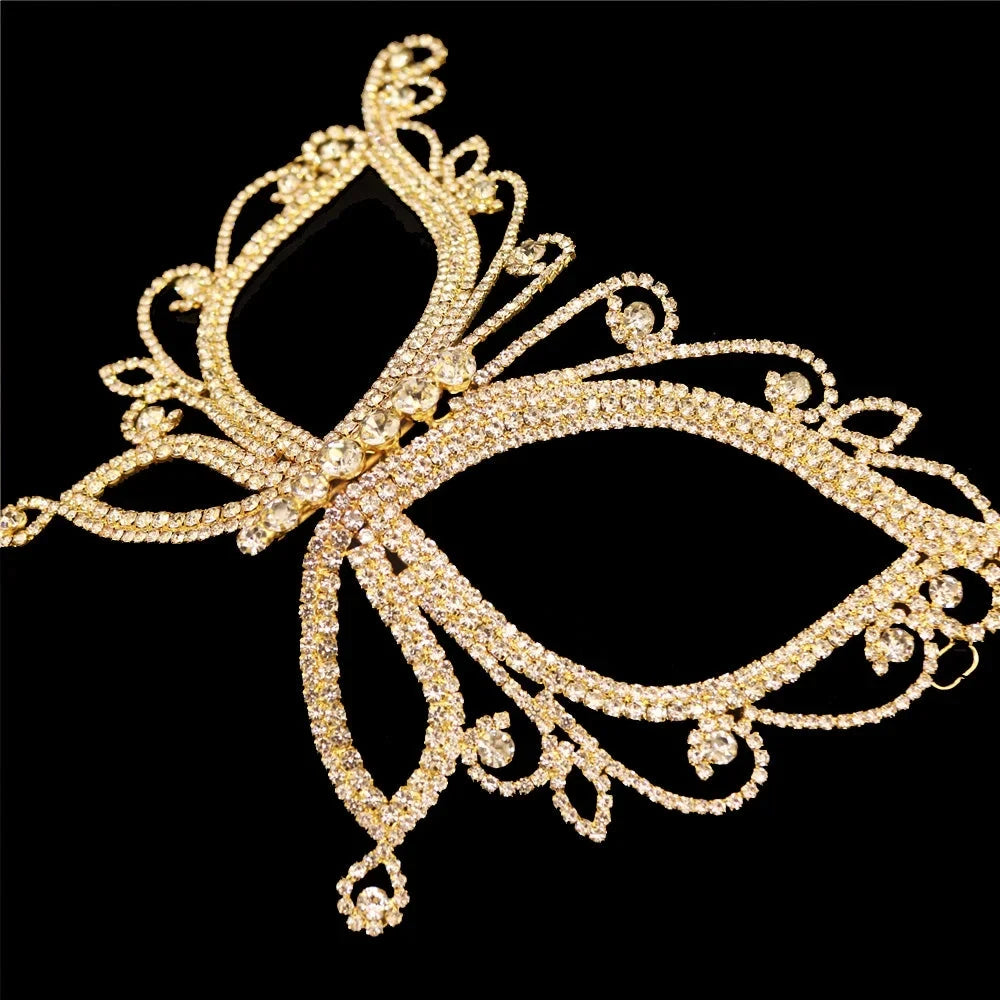 Accessories Halloween for Butterfly Masquerade Women Face Crystal Mask Rhinestone