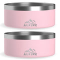 ALPINE Dishwasher Bowls, for Food Double of Steel 2 (32 Walled Set Non Bowl Insulated, Slip, Water, Pet and Pink) Stainless oz, Rustproof, Dog Safe Metal