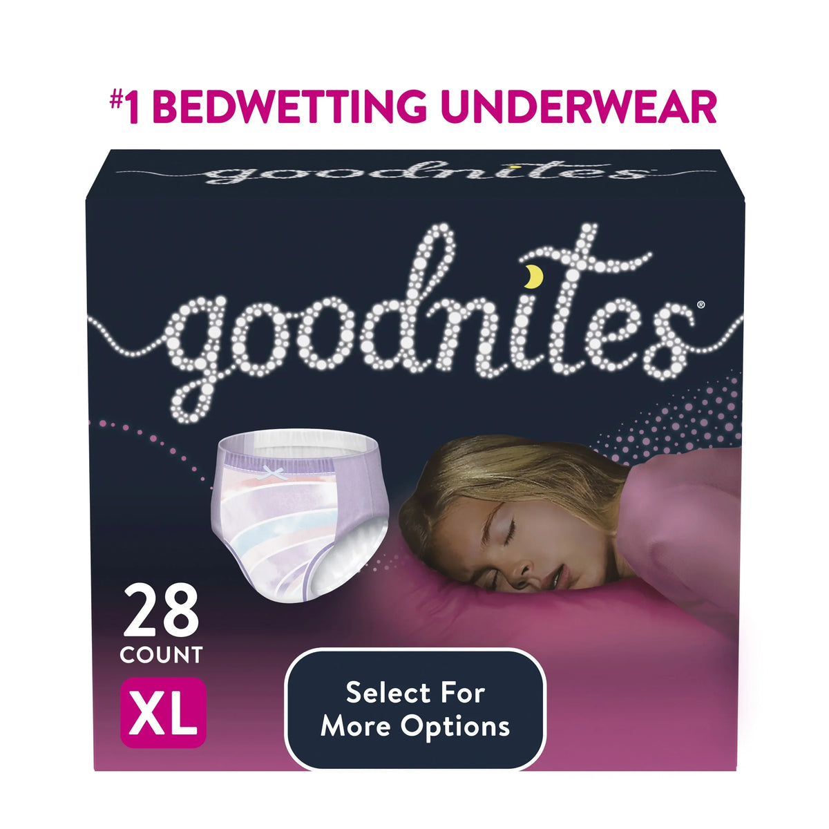 Ct Nighttime Bedwetting for 28 Options) Goodnites More XL, Girls, Underwear for (Select