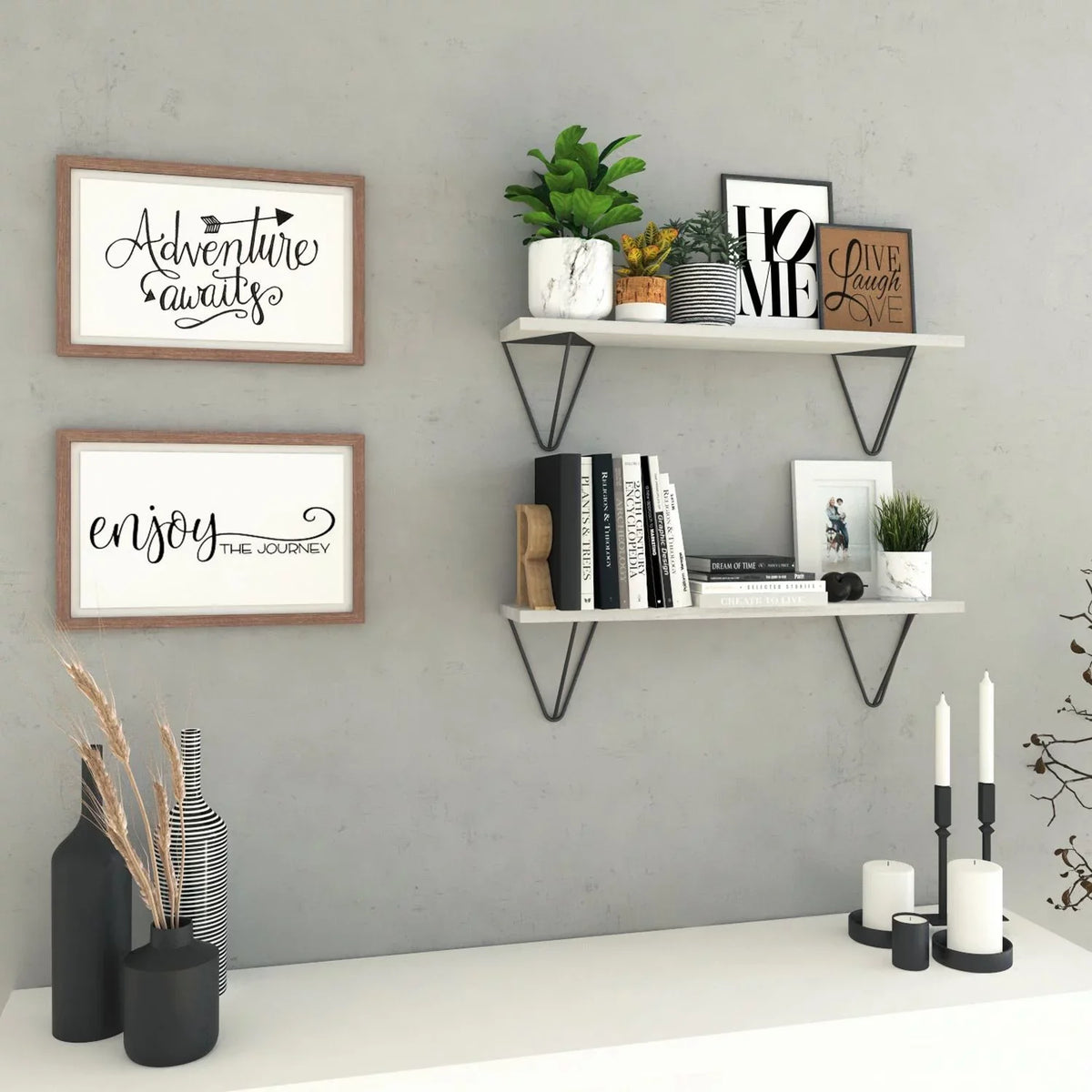 Over Floating Room Toilet Laundry Wall Shelf 24" Set Colmar Storage White, Shelves, of Bathroom Organizer The Wallniture 2