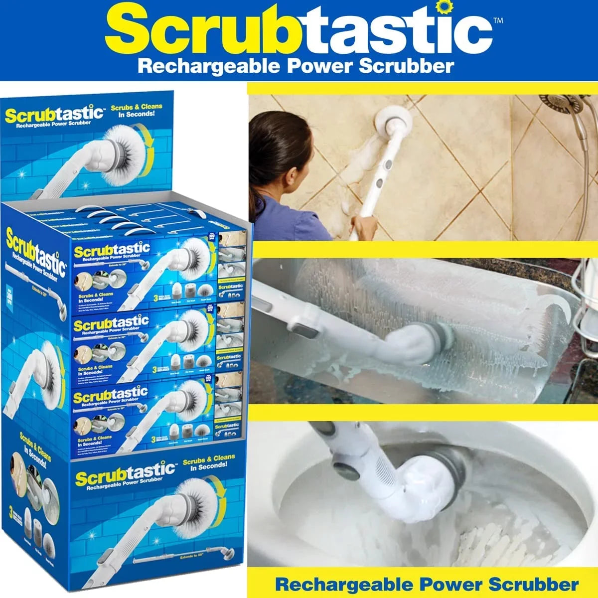 Scrubber Spin Surface Cleaner, Pack and & Brush 1 Multi-Purpose Heads Electric Scrubber Scrubber Scrubtastic 3