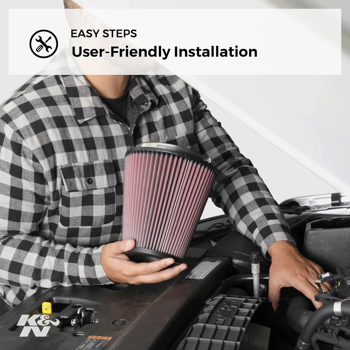 Premium, Filter: Air Performance, Replacement E-3450 Heavy Filter, High Engine K&N Washable, Duty: Industrial