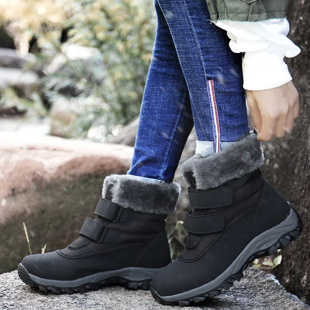 Boots and Waterproof Shoes Snow Fur Lined Hook Warm Thickened Winter Faux Loop Booties Walking Outdoor Women's