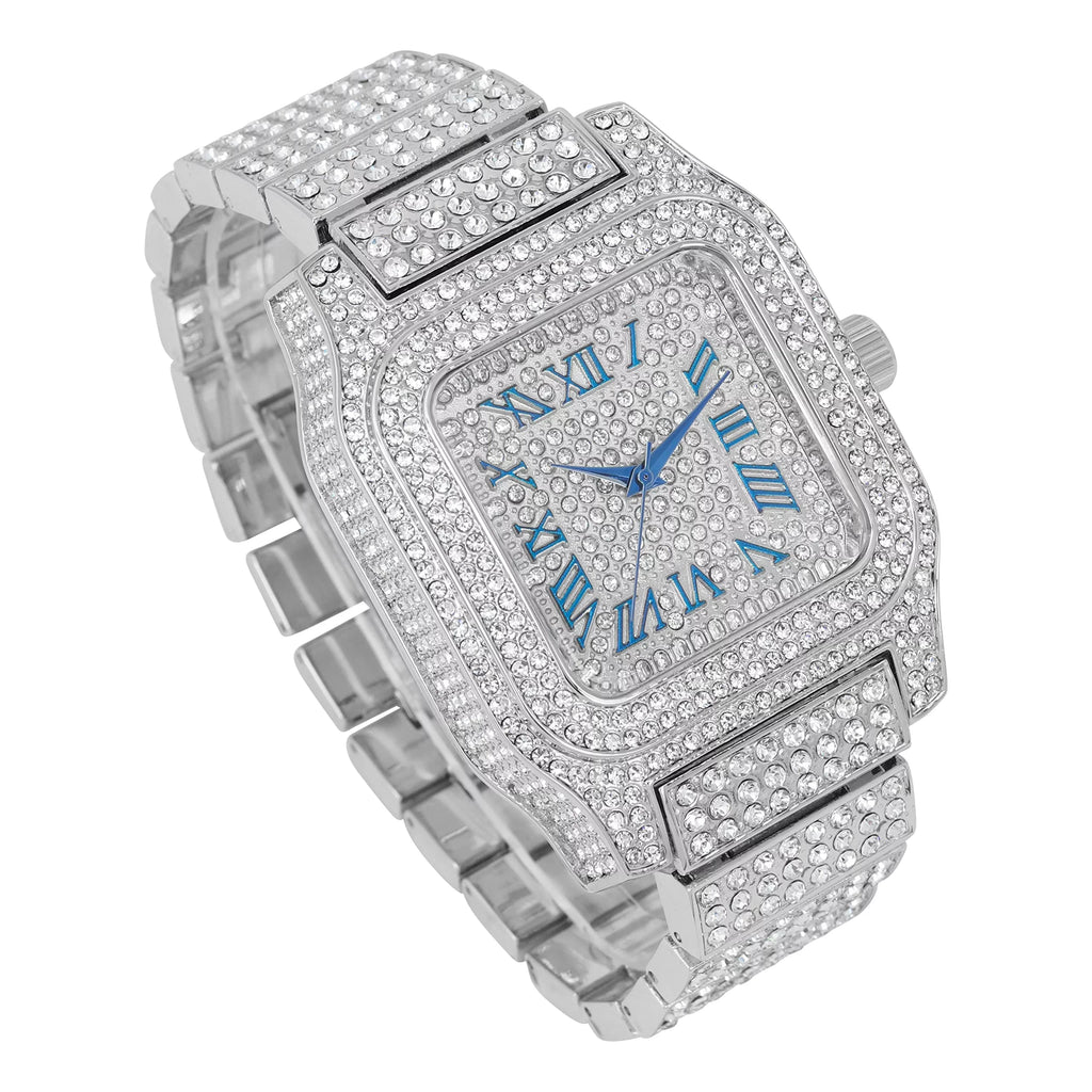 Square Hip a R# Way Iced Biggie in Watch Blue Hop Out Flashy - Gold Cuban) You 0513Sq Will Bling-ed image Hypnotize product (Silver