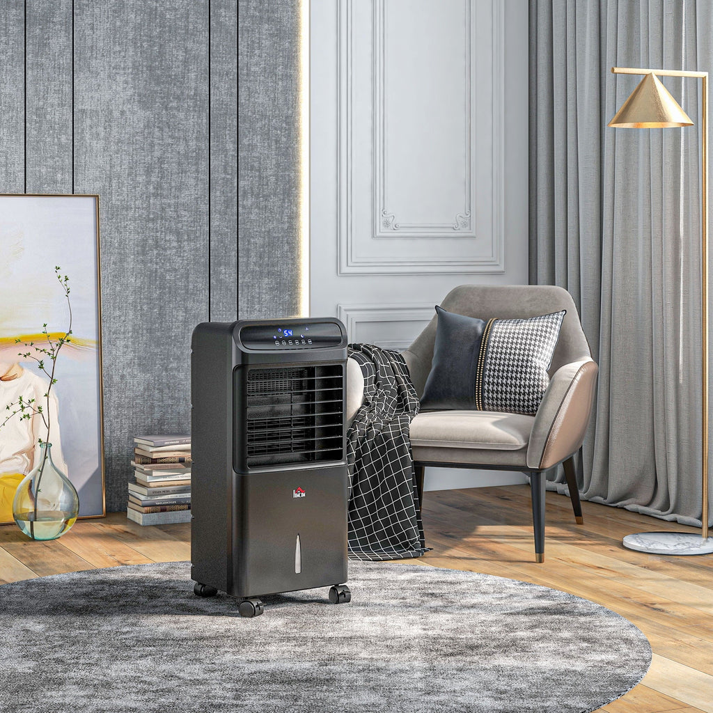Air Black Mobile 3-In-1 HOMCOM Remote Evaporative with Oscillating Cooler