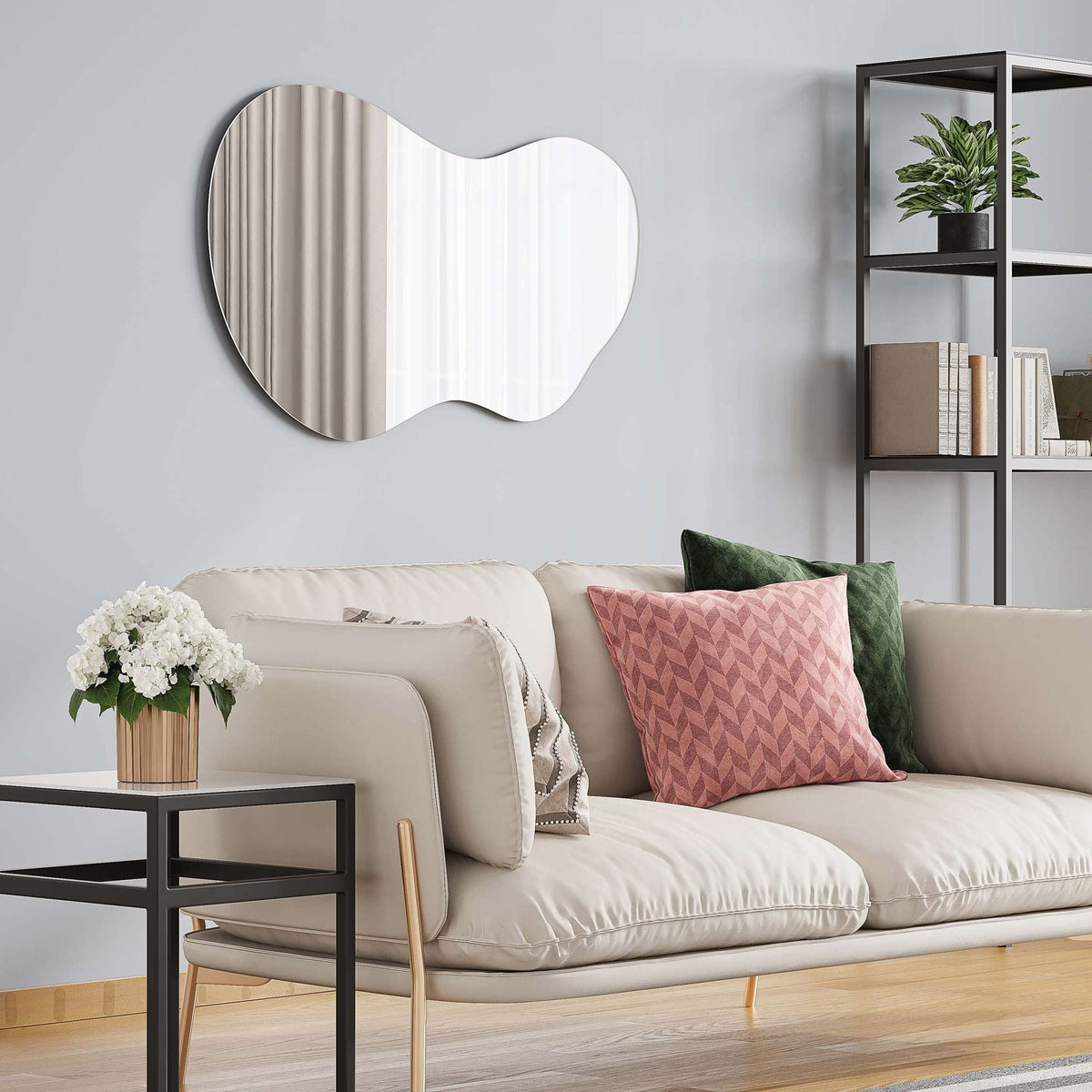 Wall Reflection by - Multiple Irregular Directions Hotel HD Quality from with x - Clarity 36" Designs 24" - Craftsmanship Frameless Mount Barnyard Mirror Abstract Asymmetrical Shape