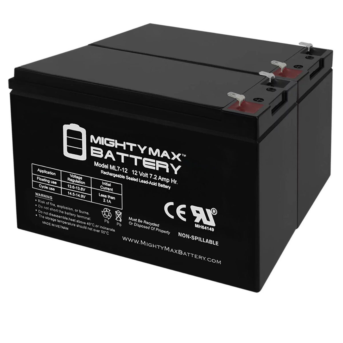 SLA Long Pack Replacement WP6.512 2 Kung 7Ah 12V for Battery -