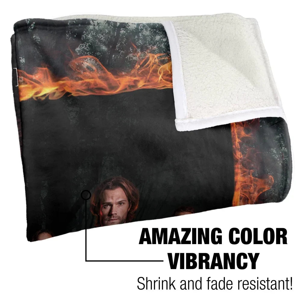 Blanket Touch Fire Blanket, Silky Super LOGOVISION Supernatural Sherpa Soft Frame Throw Back 50*60inch,
