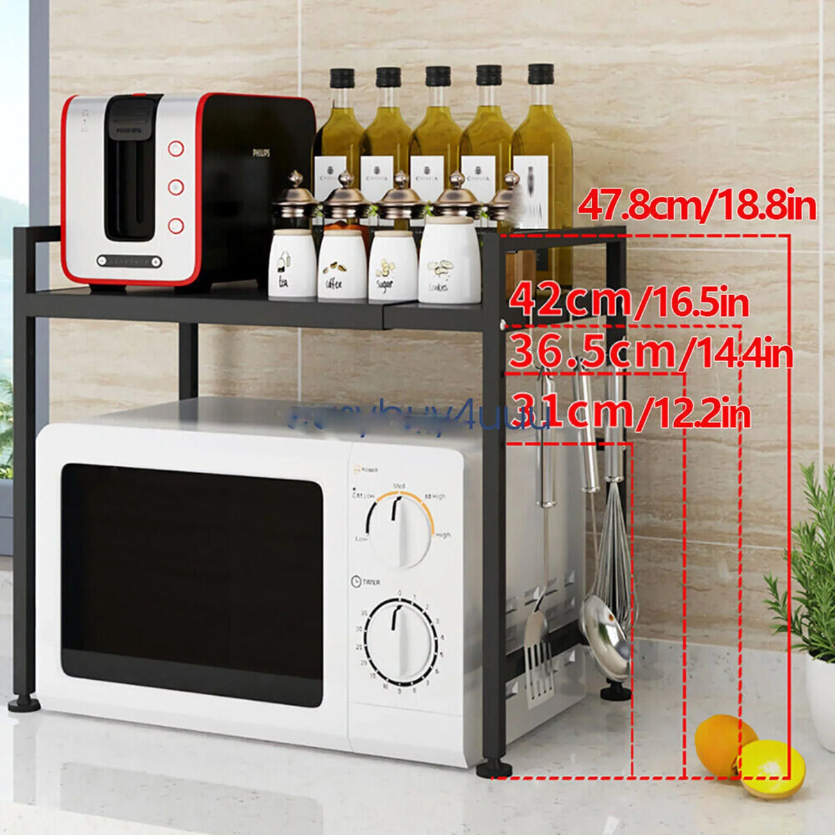 14.5~22.8 Stand, Shelf Rack, Oven Retractable Expandable Metal Kitchen Rack, Single Microwave Oven Cabinet Oven Rack inch Condiment Storage Microwave Countertop Tier Microwave
