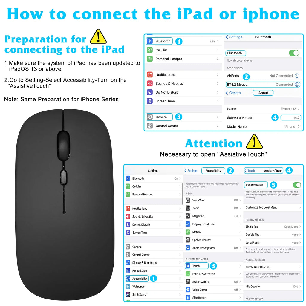 Onyx Combo All Keyboard Keyboard Bluetooth for Slim Rechargeable Pro Mouse Bluetooth and Ergonomic Ultra 30 Full-Size and ZTE Mouse - and 5G Enabled Mac/Tablet/iPad/PC/Laptop Black Axon