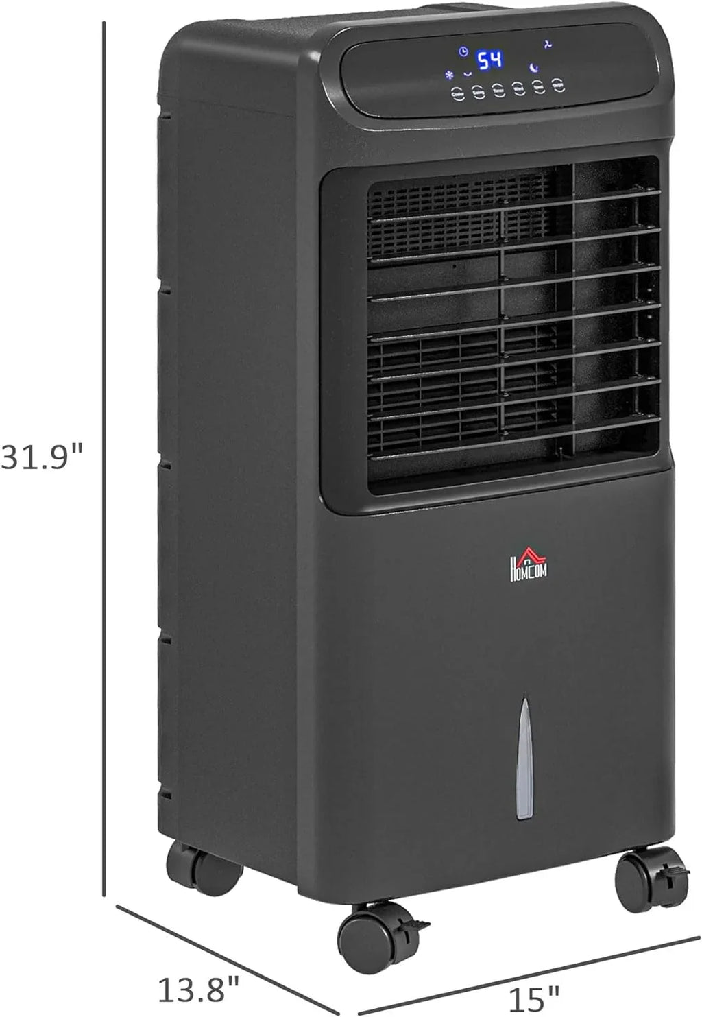 Water for 32" Unit LED Office, Evaporative Tank 3-In-1 Cooler, Fan HOMCOM Water Conditioner Humidifier Timer, Ice Mobile Home Bedroom, with 3.2gal Cooling Oscillating, Black Display, Air Remote,