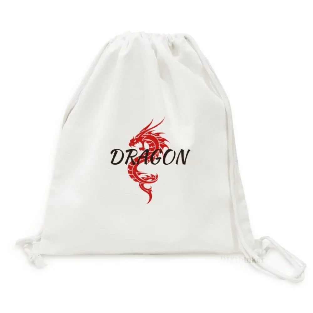 Mesh Bag Dragon West Animal Shopping Backpack Winged Reusable Drawstring Canvas Myth East