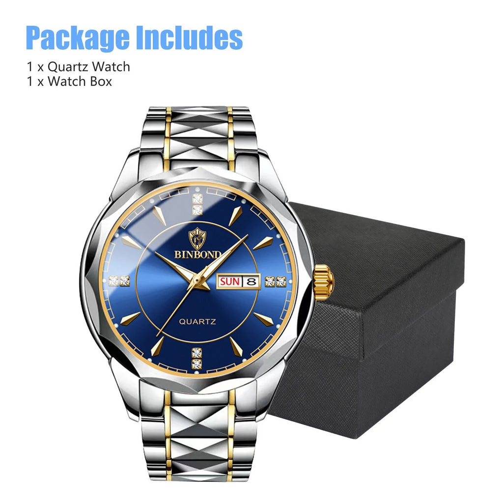 Luminous Waterproof Stainless Quartz Classic Steel Men's Watch Luxury Business
