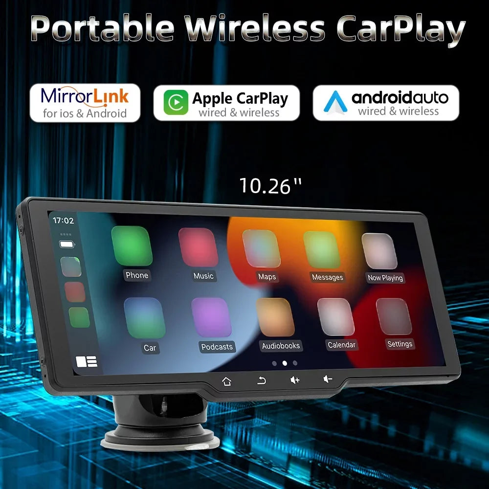 Car Camcorder, Recorder, Car Multilanguage Wireless Portable Support Player with CarPlay Camera Andoer Auto Car Video