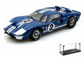 1966 MK White Toy Blue Display Scale - Diecast & Case w/ 1/18 - Shelby #2, GT-40 Ford Display II Package Case Diecast Model LED Stripes Car SC401 Car - w/LED