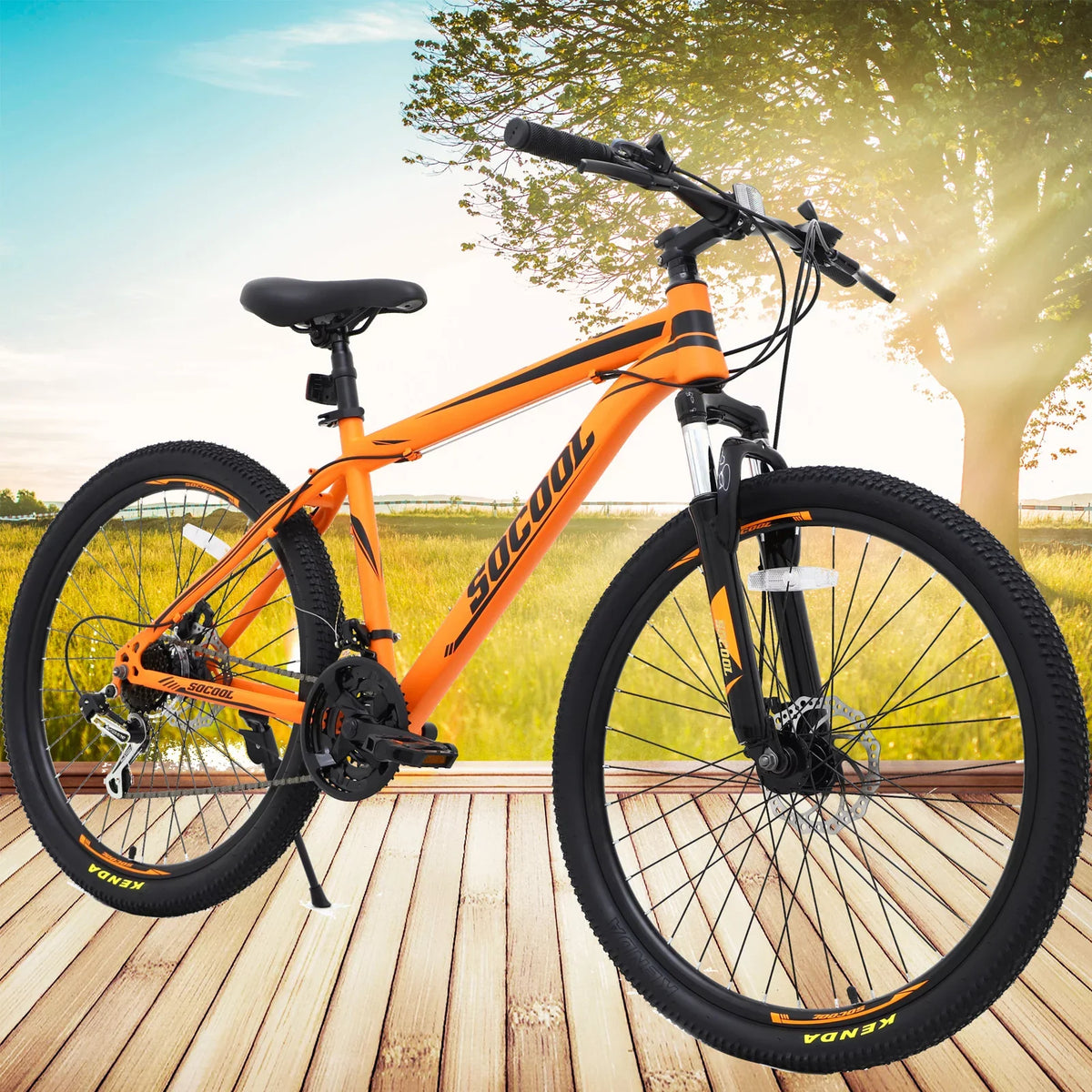 with Black, Speed for 26 and Bike Orange or SOCOOL Fork Suspension inch Bikes, Full Road Brake Teens, Adult UF511BK 21 bike Bike, City Disc Mountain