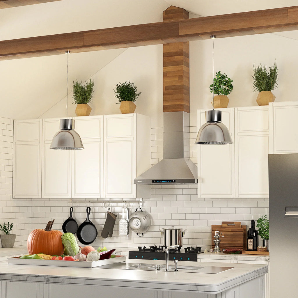 with HisoHu Stainless Vent CFM Kitchen Mount 4 Convertible Range Speed LED Hood Hood Inch Hoods Gesture Duct, Steel lights(A02-36") Ducted/Ductless 780 Dimmable Hood, Sensing Exhaust 36 with Wall