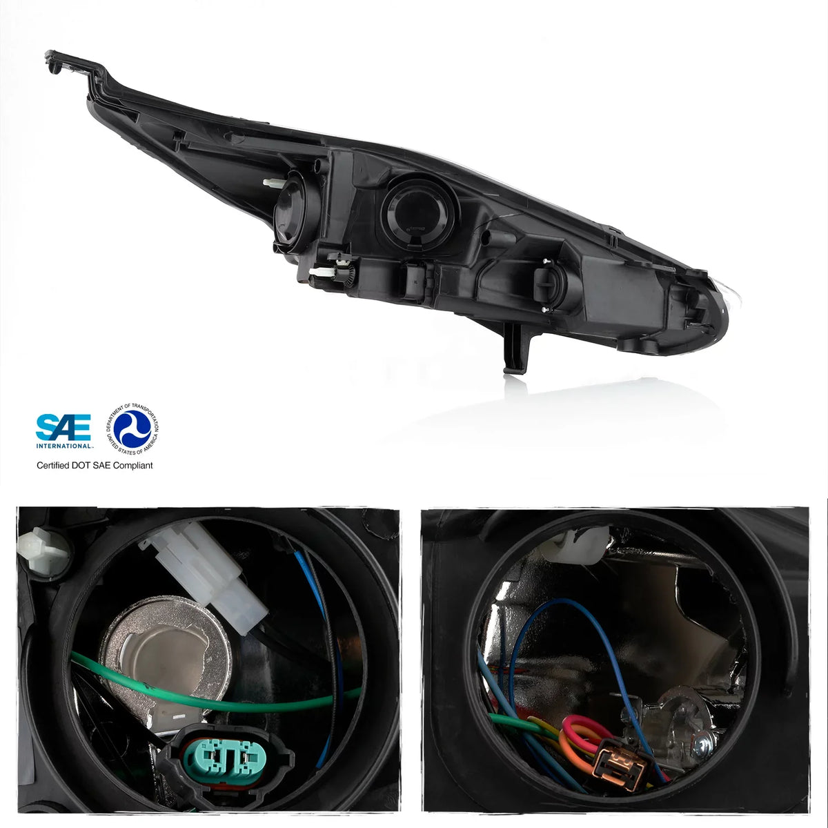 2015 Fits Driver - Chrome 2017 Hatchback [Halogen Left 2014 Sedan Headlamp Ford Titanium 2016 Type] AKKON Fiesta Headlight