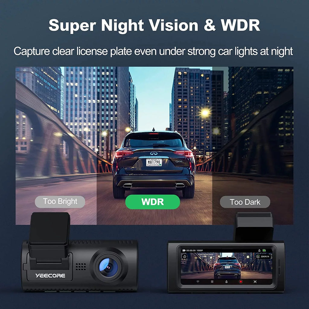 Magnetic WiFi Dual Mode, Front and Record Dam, G-Sensor, App Built-in Dash Night Super Control, Dash D32 Cars Accident Camera Cam Rear, for Mount, Yeecore 2.5K+1080P Parking Portable Vision, GPS, Dash