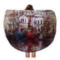 Canvas Blanket Beach 60 Throw Roof Towel Circle Beach Harbor on SIDONKU Mat Boats Tapestry Painting Round Red Towels Oil Circular inch Travel Island