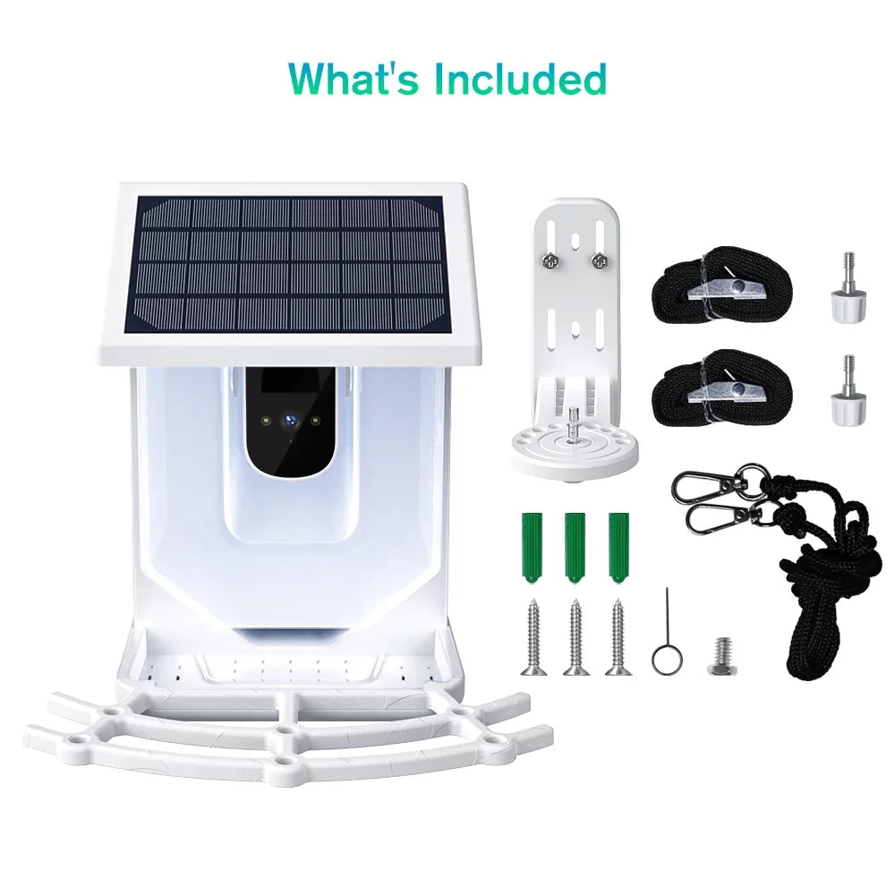 1080P with Control Bird Auto APP 2.4G Panel, House, Species, Wi-Fi Bird Capture Bird Smart Solar Identify ZUPOX Feeder Camera Videos AI Bird HD & Camera, White