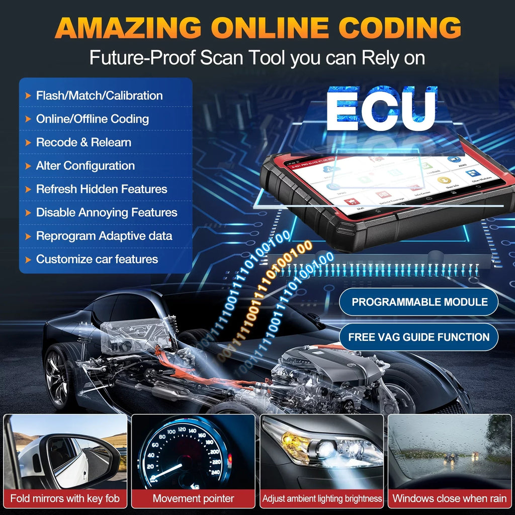 ECU All Auto 32+ 2 Years X431 Bi-Directional Services, Coding, ELITE Automotive Tool, CANFD PRO Scan Systems Car DOIP, Scanner Autoauth, with Update FCA Free Diagnostic LAUNCH