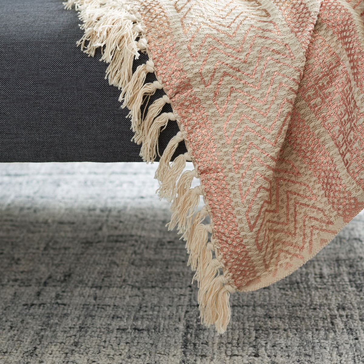 Beige/Copper with 60" Striped Throw x Fringe, SAFAVIEH 72", Becks