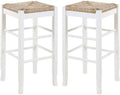 Of Rush Square Bar White Stool - 2 Set In 29" Stationary