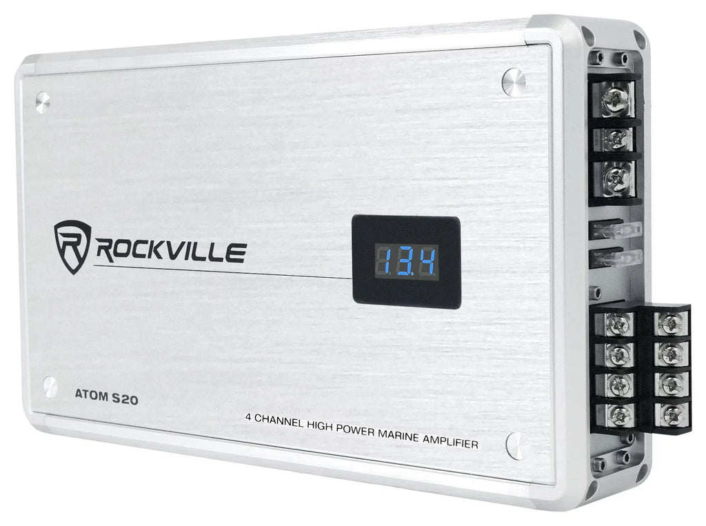 Meter+Mic For Bluetooth Channel 4 Amplifier ATV/UTV w/Volt ATOM Rockville S20