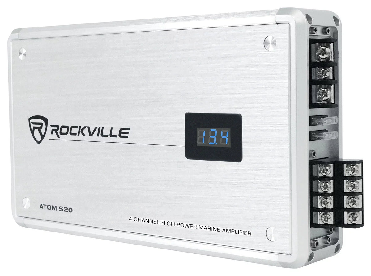 Meter+Mic For Bluetooth Channel 4 Amplifier ATV/UTV w/Volt ATOM Rockville S20