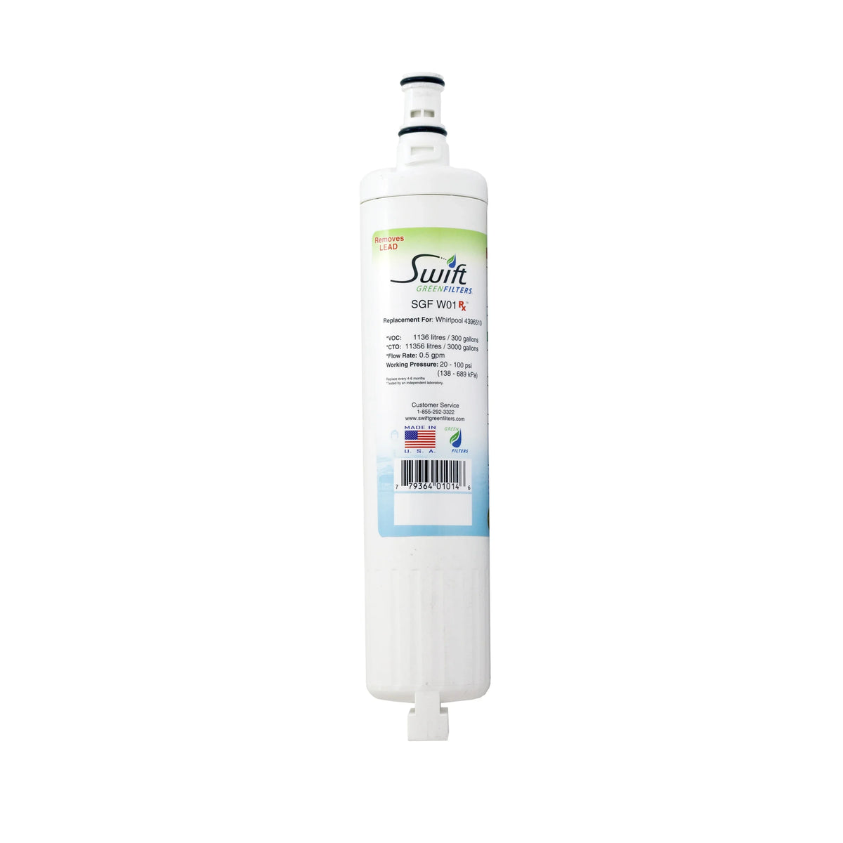 SGF-W01 Filters Whirlpool Water Pack) Replacement RX (3 Swift Filter Green EDR5RXD1 Refrigerator 4396508