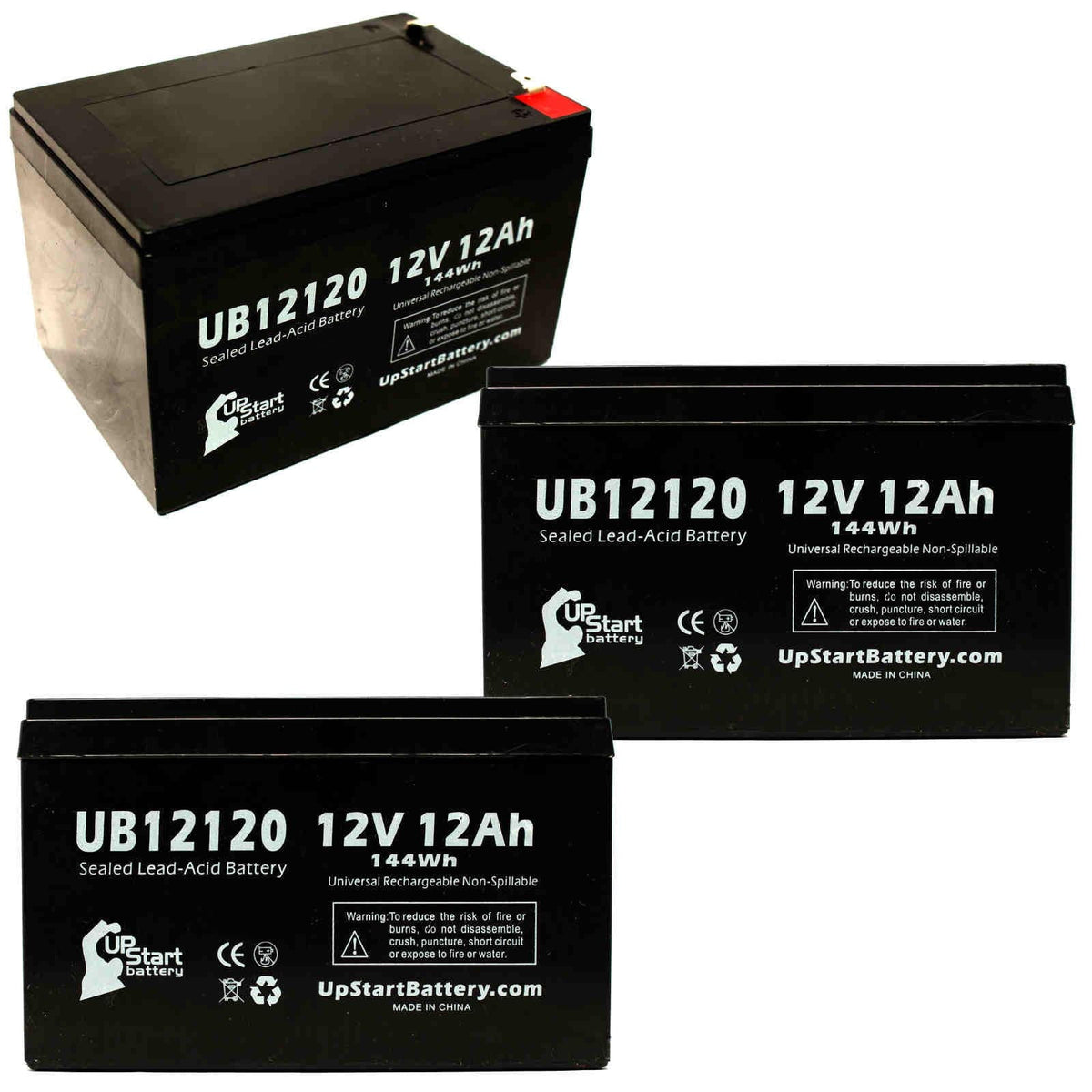 UB12120 6 Battery - 3x F1 Adapters Acid F2 12Ah, Battery Terminal, Includes - - AGM, Lead GTI Sealed to SeaScooter (12V, 12000mAh, Replacement Terminal SEA-DOO Universal F1 SLA) Pack