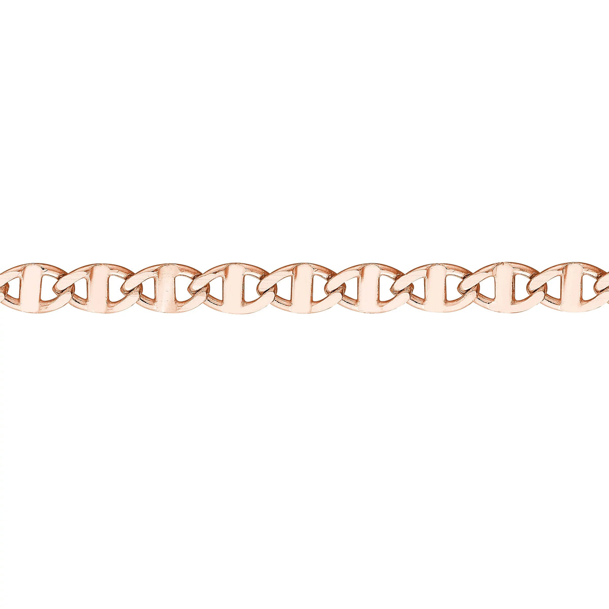 2.20mm 14K Gold Women's Flat Link 9"-10" Mariner Adjustable Anklet Rose