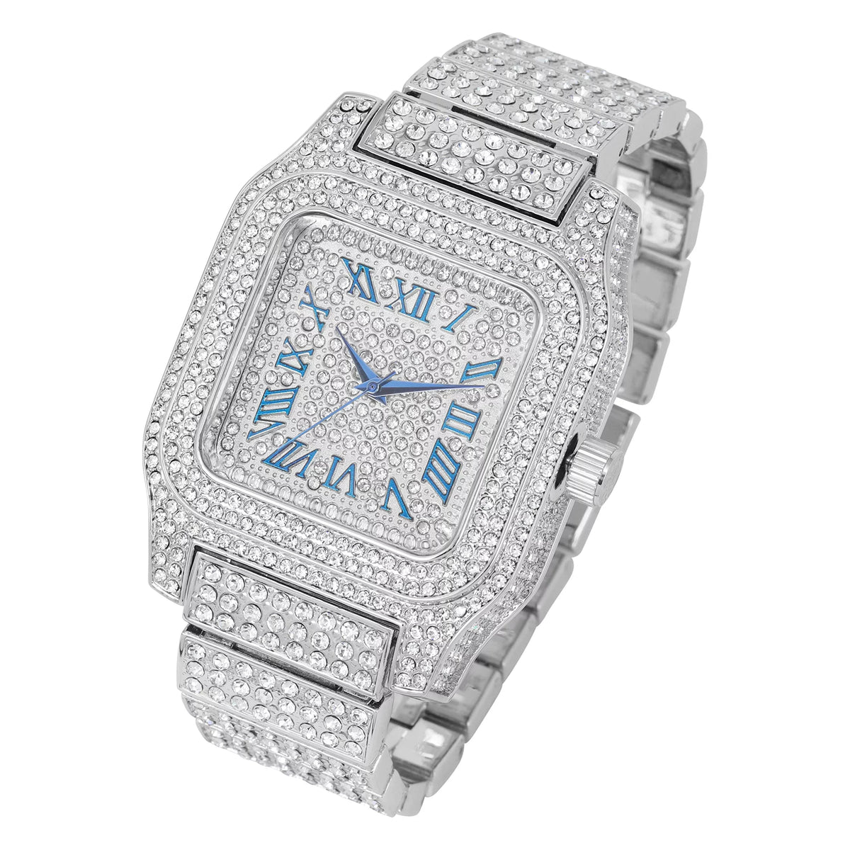 Square Hip a R# Way Iced Biggie in Watch Blue Hop Out Flashy - Gold Cuban) You 0513Sq Will Bling-ed image Hypnotize product (Silver