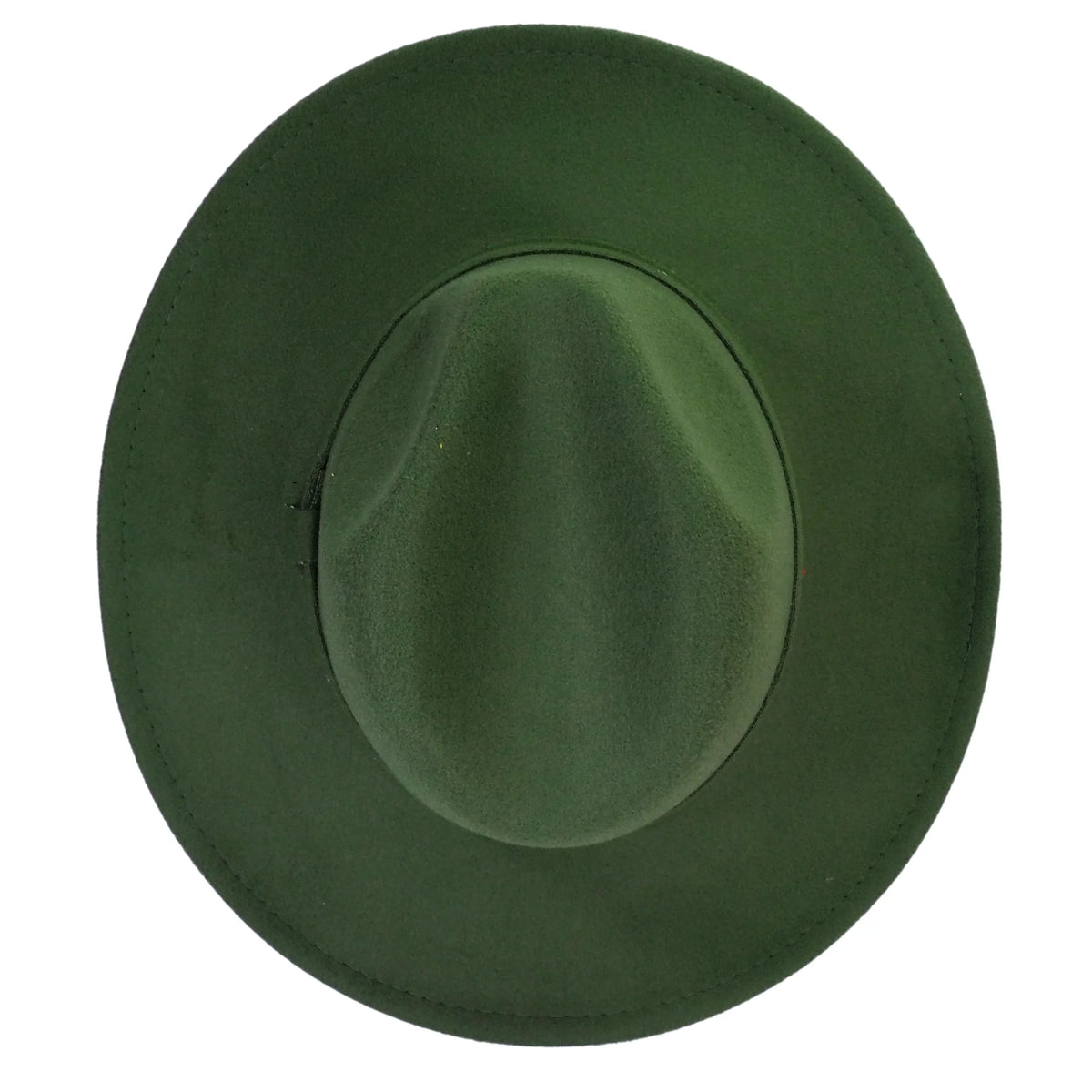 Blend Green Felt Panama Brim Hat Fedora Upturn Cotton Army Wide