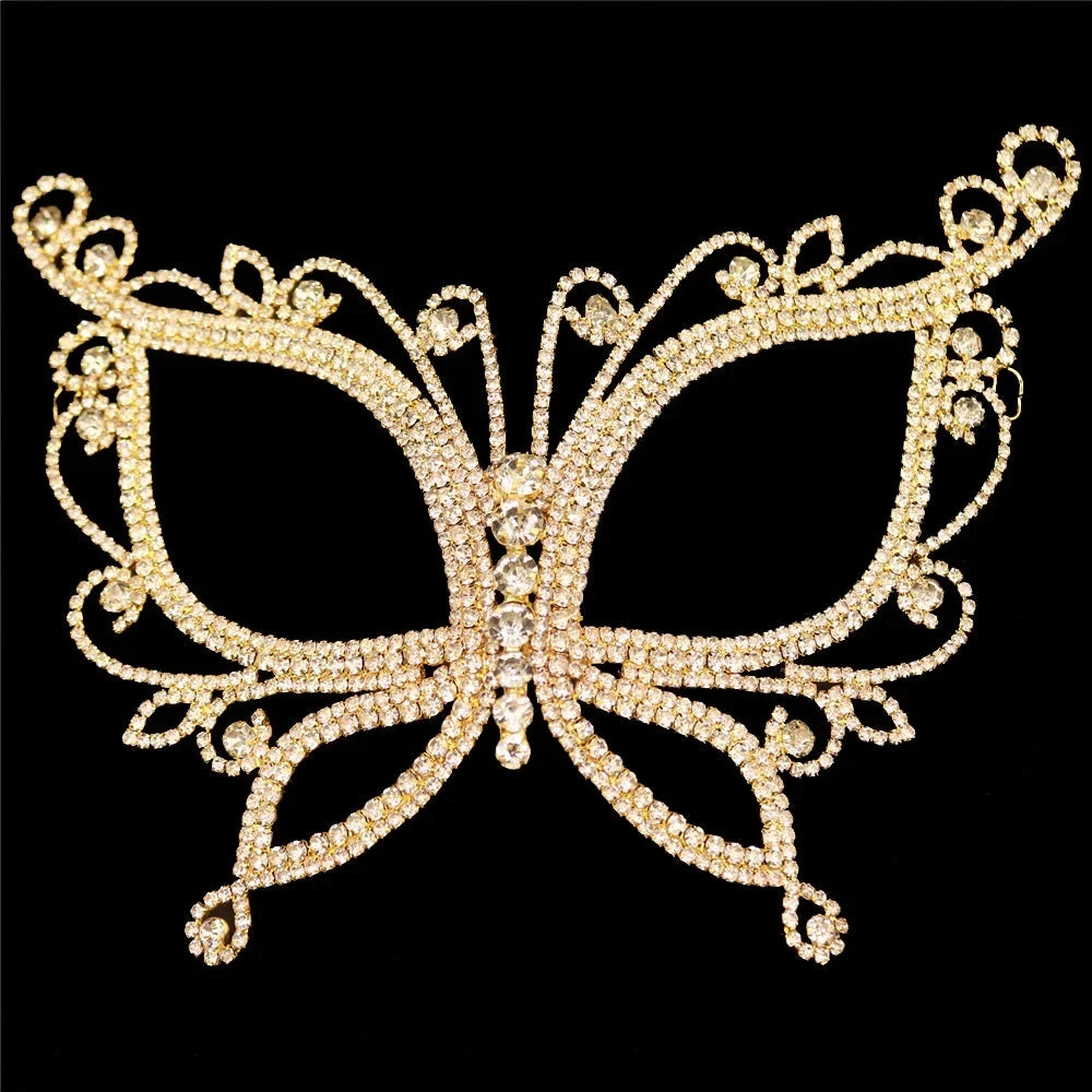 Accessories Halloween for Butterfly Masquerade Women Face Crystal Mask Rhinestone