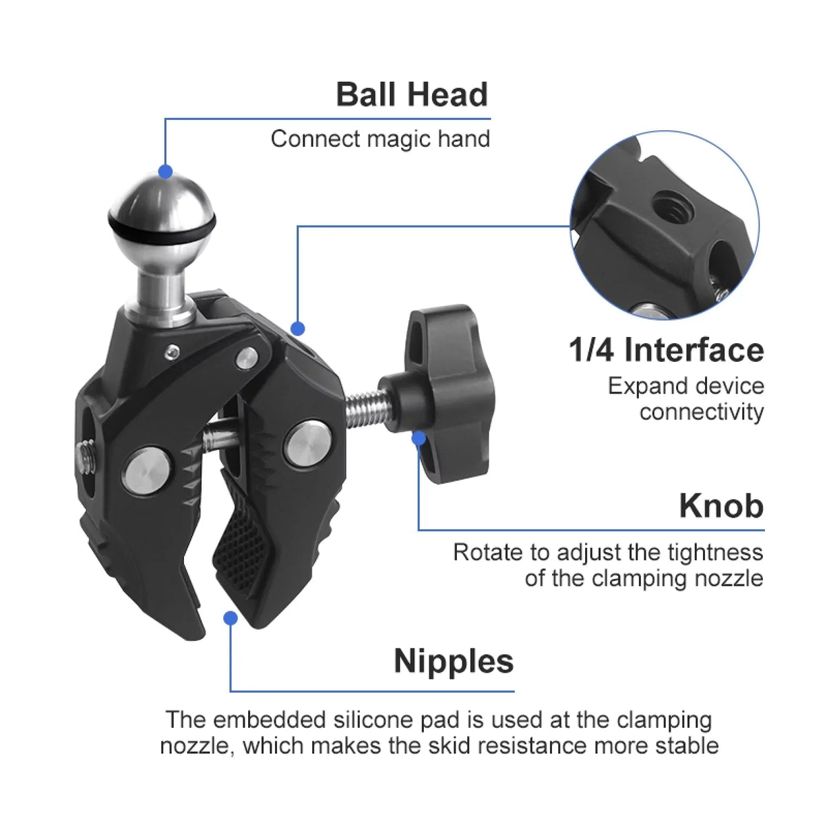 Camera Adapter ammoon Clamp AKASO Mounts Compatible Handlebar DJI Mount Mount