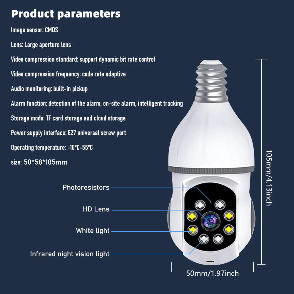 WiFi Cameras Clear Bulb Kepeak with Detection, Home Vision Security Motion Camera,