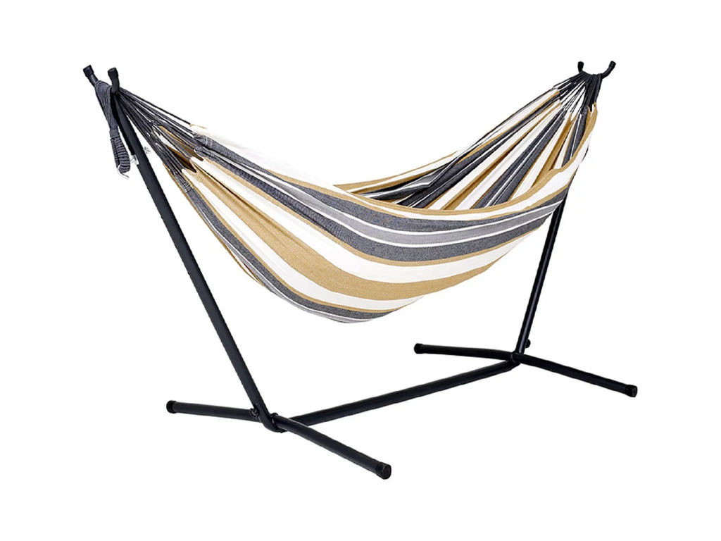 Hamptons Striped Grey Collection a Style Steel Brazilian Hammock Gold with 110” Hammock The and