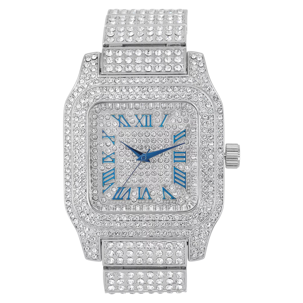 Square Hip a R# Way Iced Biggie in Watch Blue Hop Out Flashy - Gold Cuban) You 0513Sq Will Bling-ed image Hypnotize product (Silver